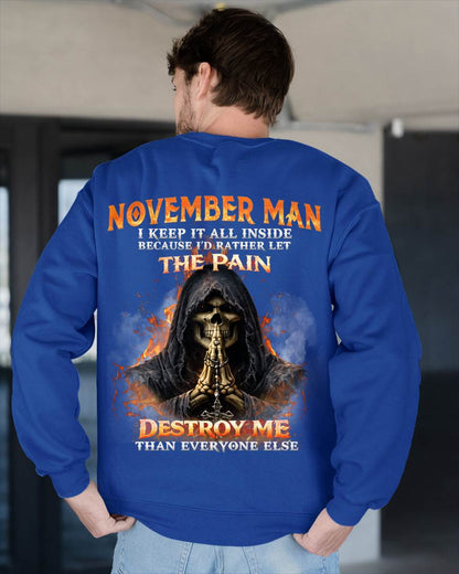 NOVEMBER MAN SKULL SHIRT – I KEEP IT ALL INSIDE DARK GOTHIC T-SHIRT - FOR MAN - TLEE11 (SKU2604-136-11)